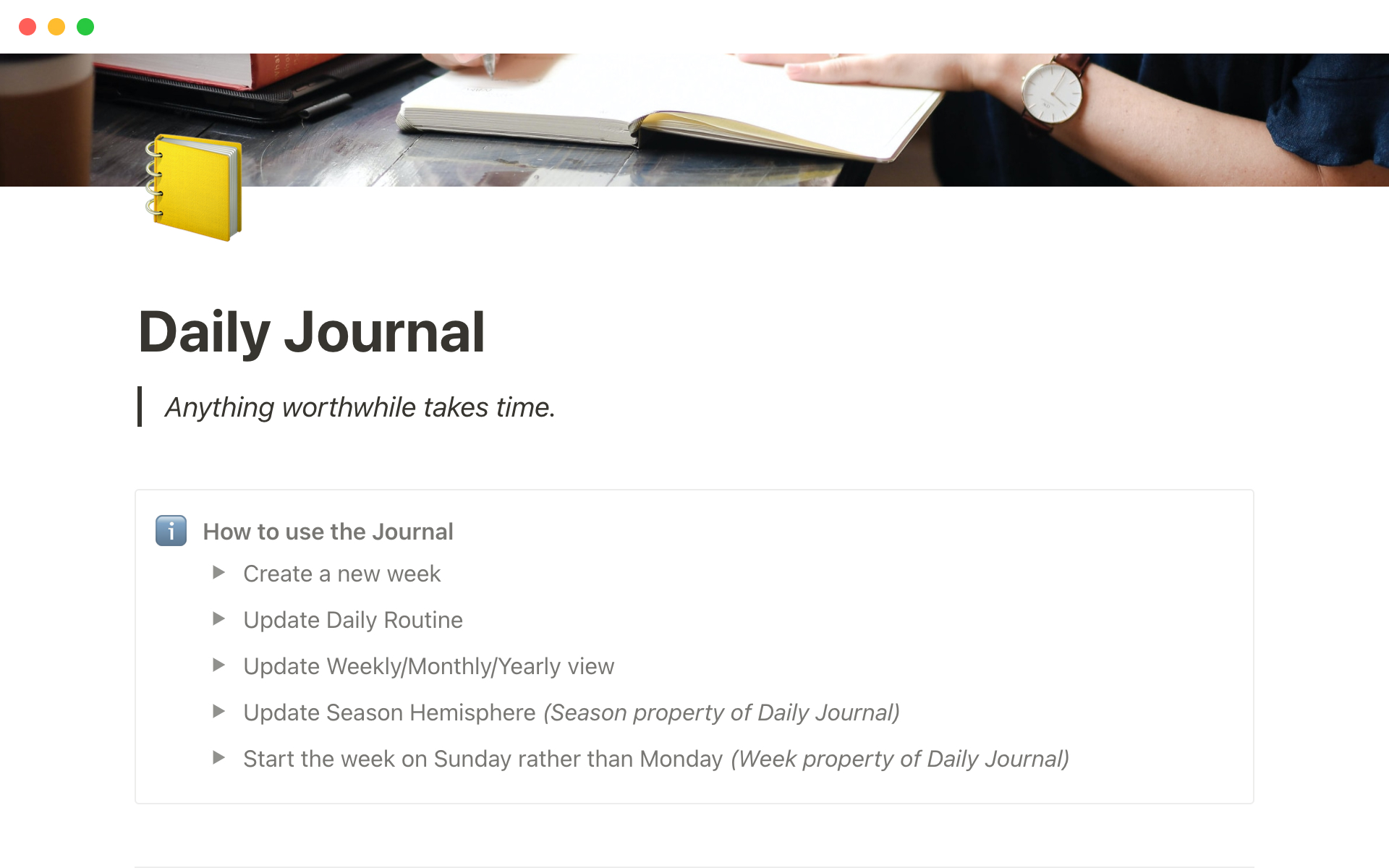Daily journal  Notion Template