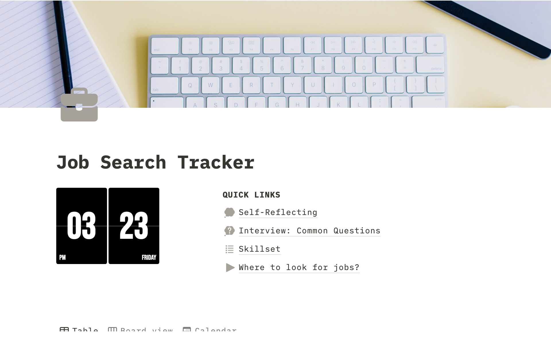 Galerie de modèles Notion Job Search Tracker