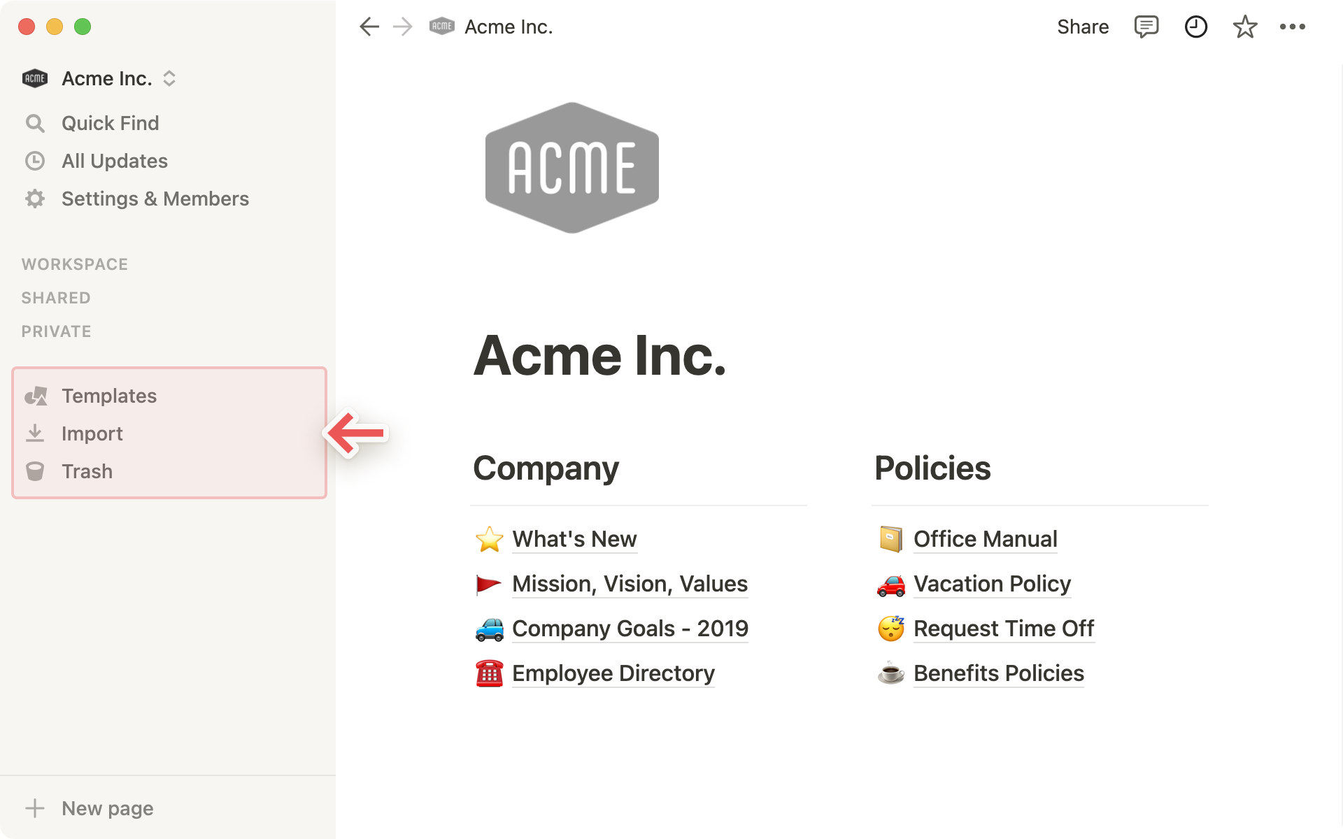 Intro to workspaces – Notion Help Center