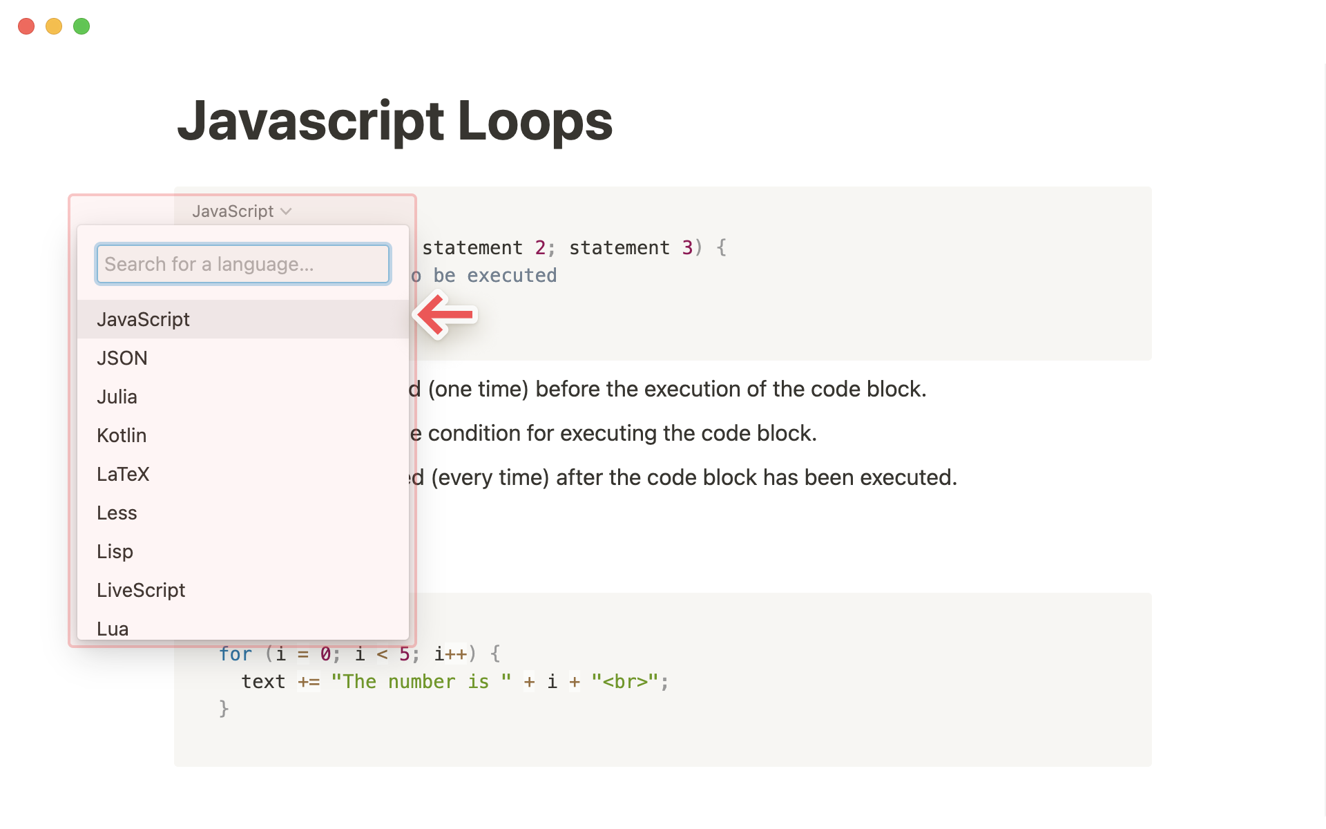 Markup Formatting Reference: Code Block