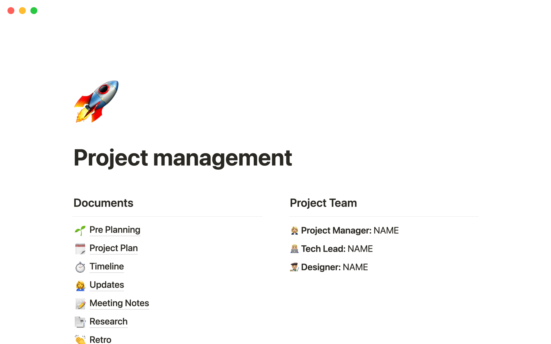 Notion Template Project Management