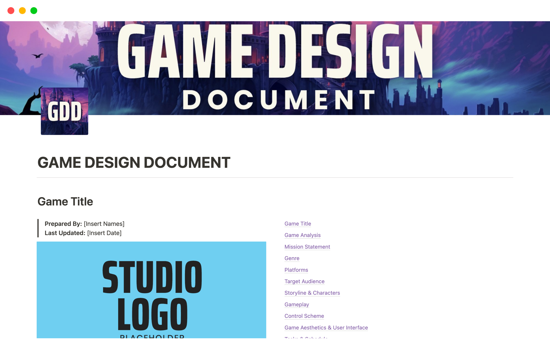 GameDesignDocument(GDD)