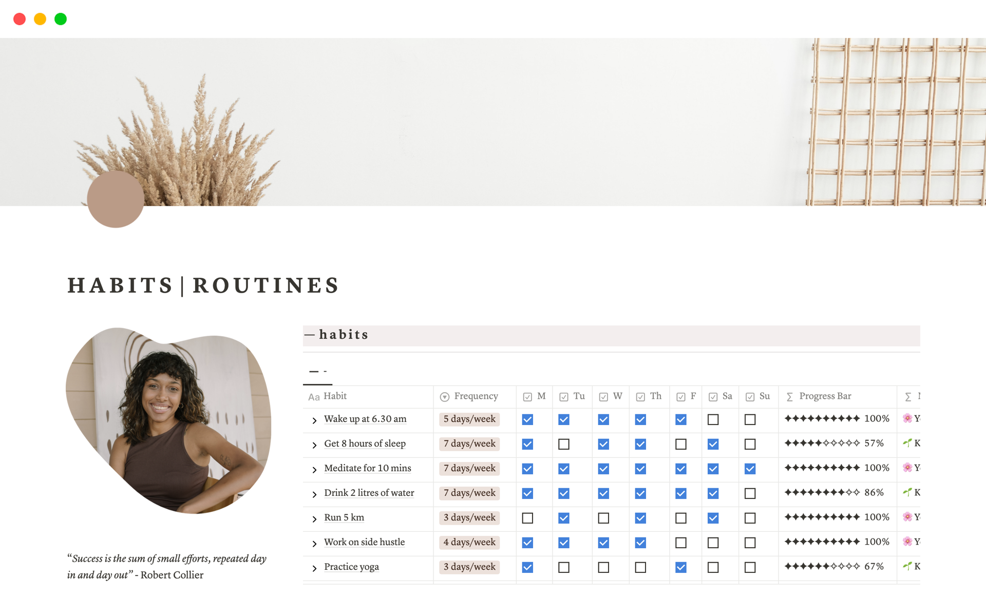 Habit Tracker and Routines Notion Template