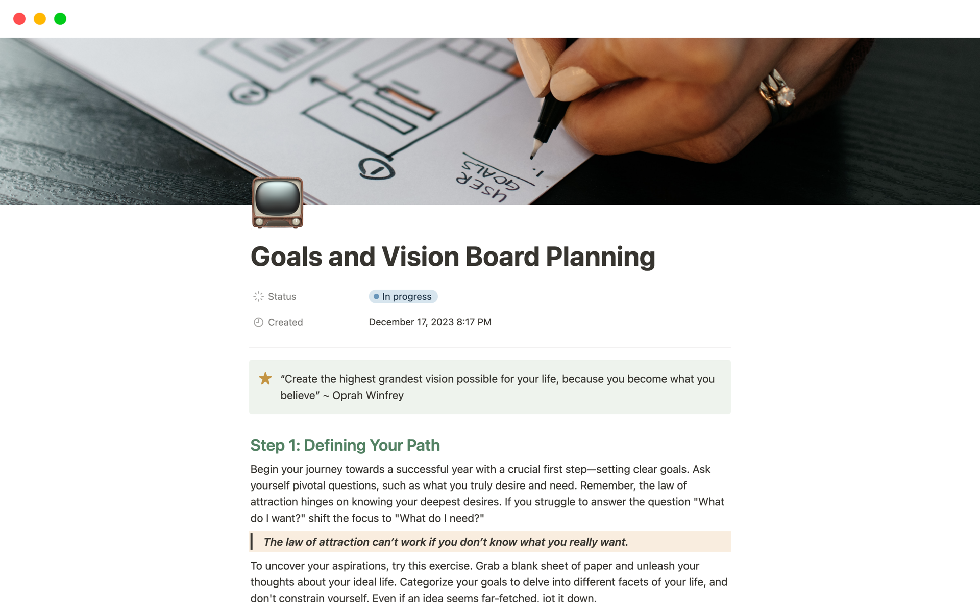 Vision Board & planning 2024