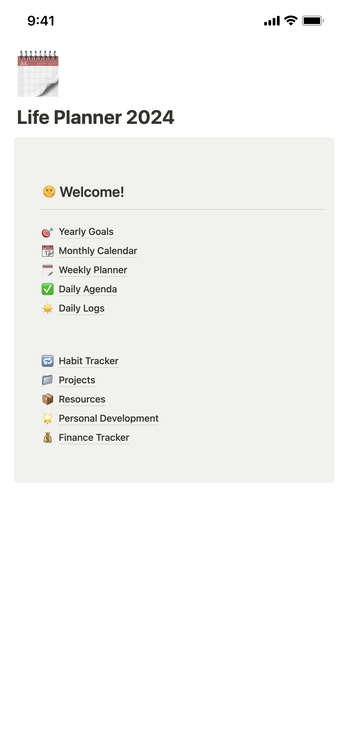 2024 Minimal Life Planner - NotionPlates