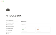 Notion Vorlagengalerie AI Tool Box