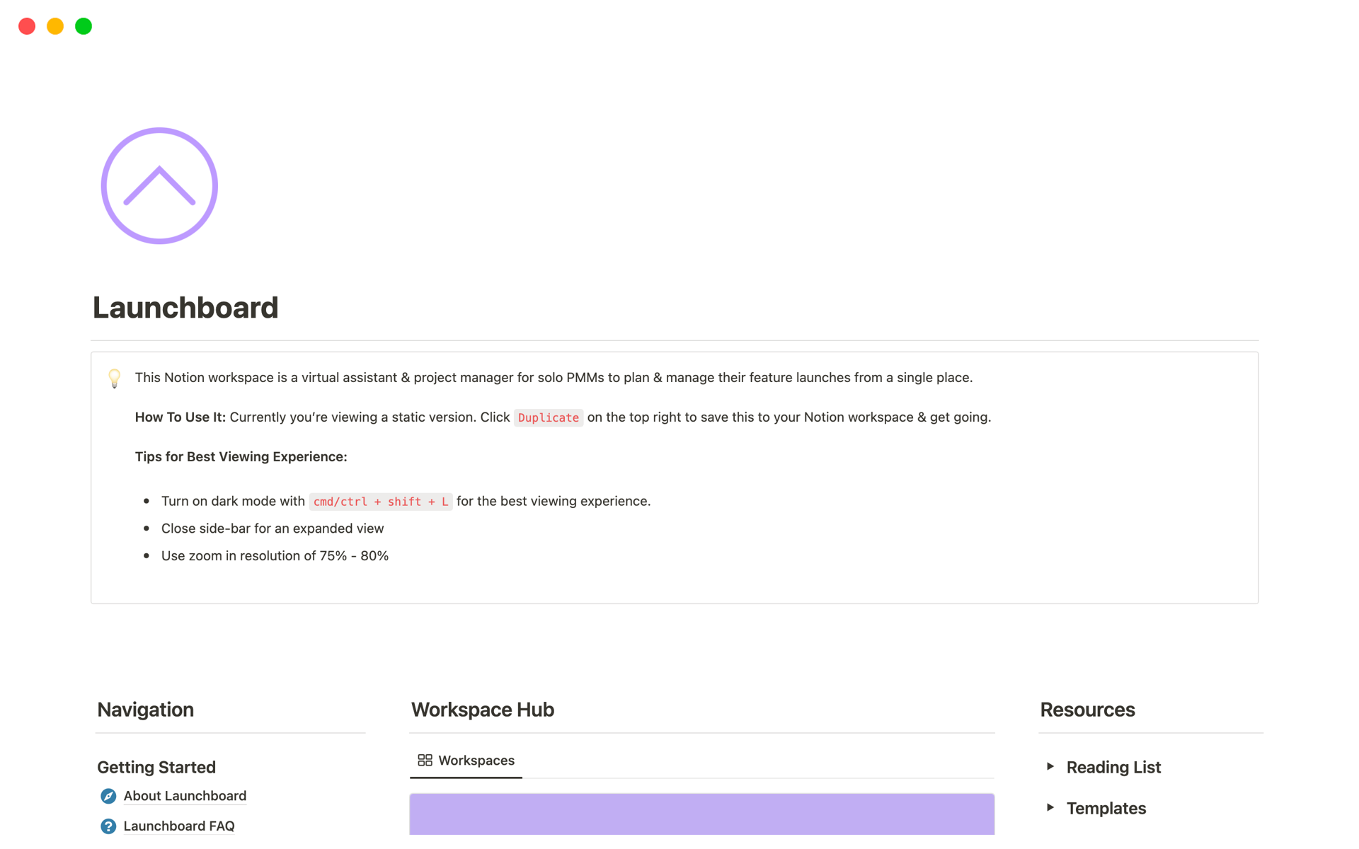 Notion Templates for Launch