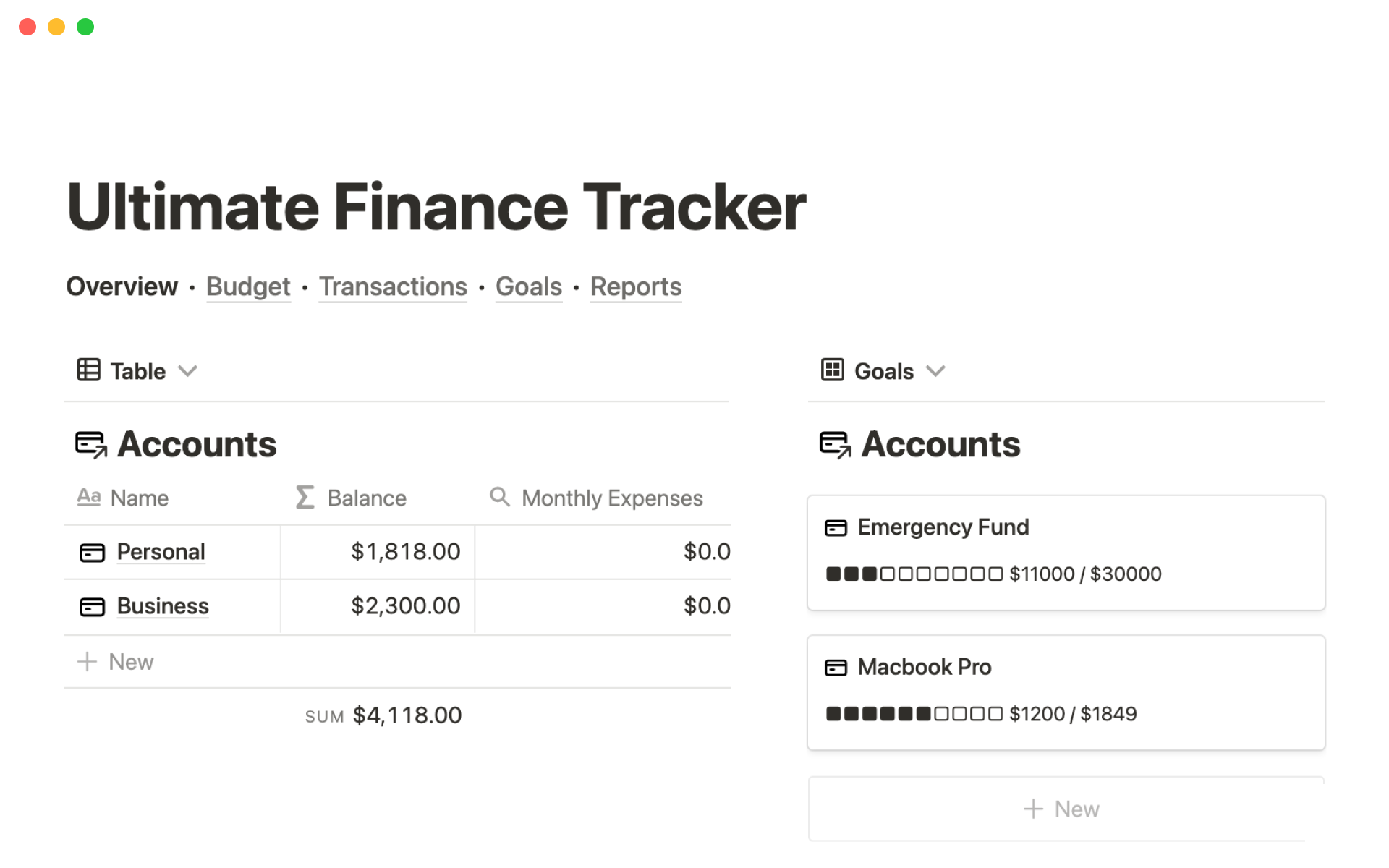 Notion Template Gallery Ultimate Finance Tracker