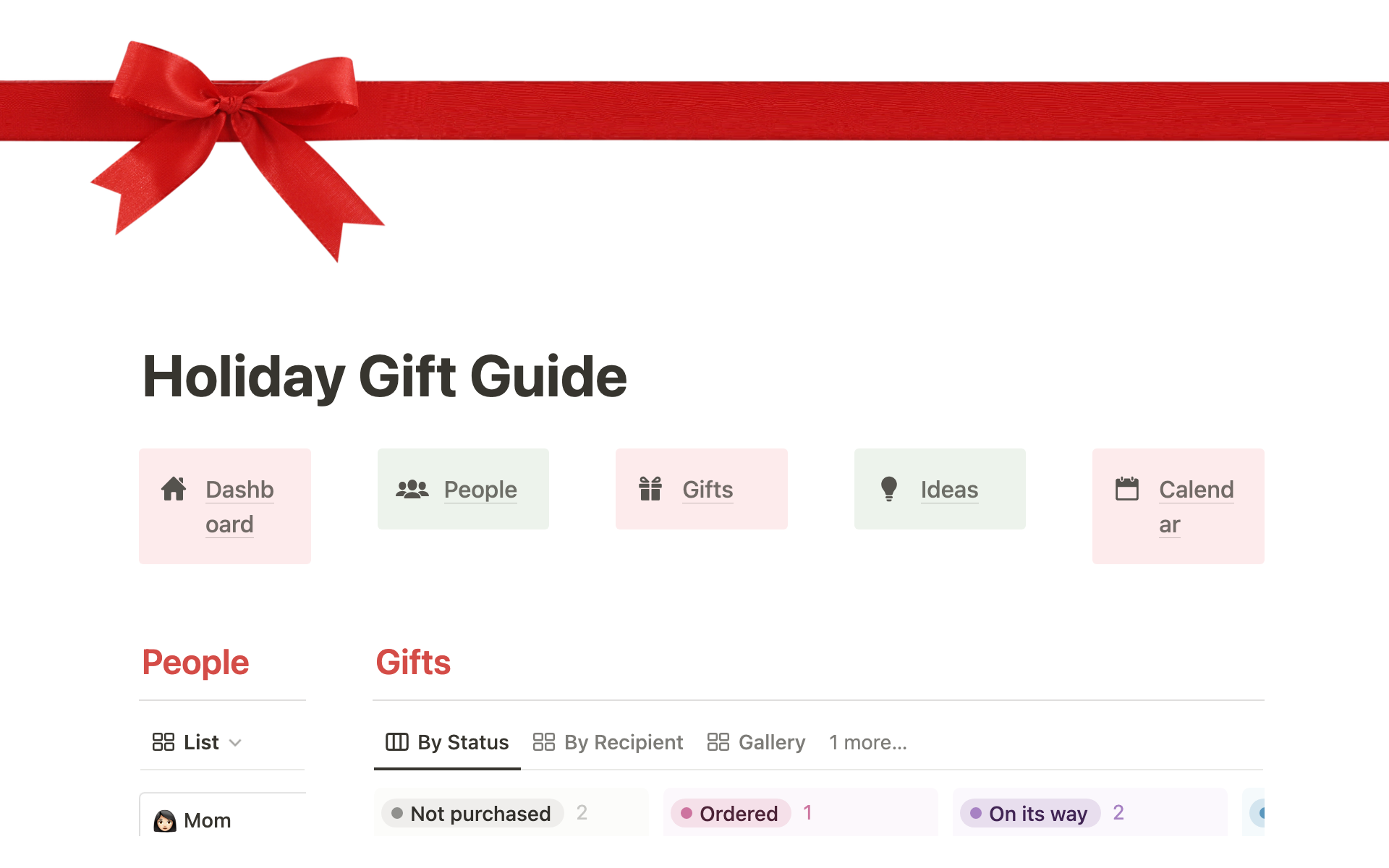 Notion Template Gallery – Holiday Gift Guide