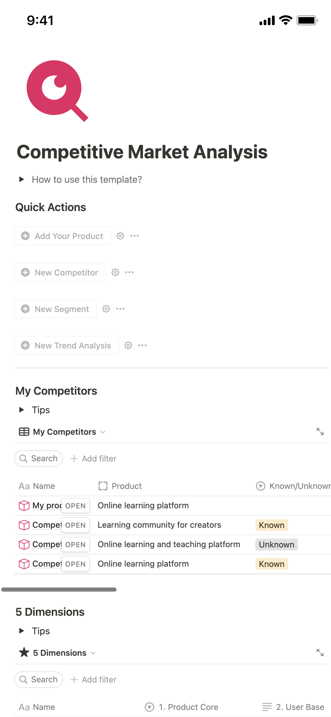Best Competitive Analysis Templates from Notion