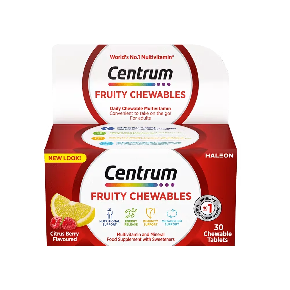 Bottle of Centrum Adults Fresh & Fruity Chewables