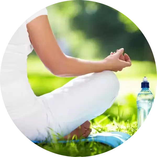 close up of a woman in lotus position