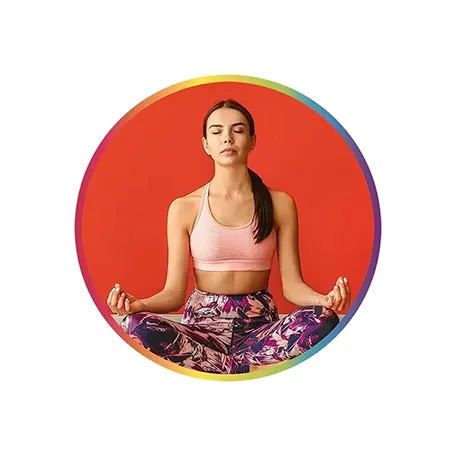  Woman sitting in a meditative yoga pose 