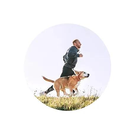 Man running on mountain trail