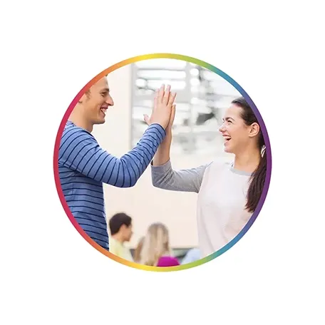 happy friends high fiving