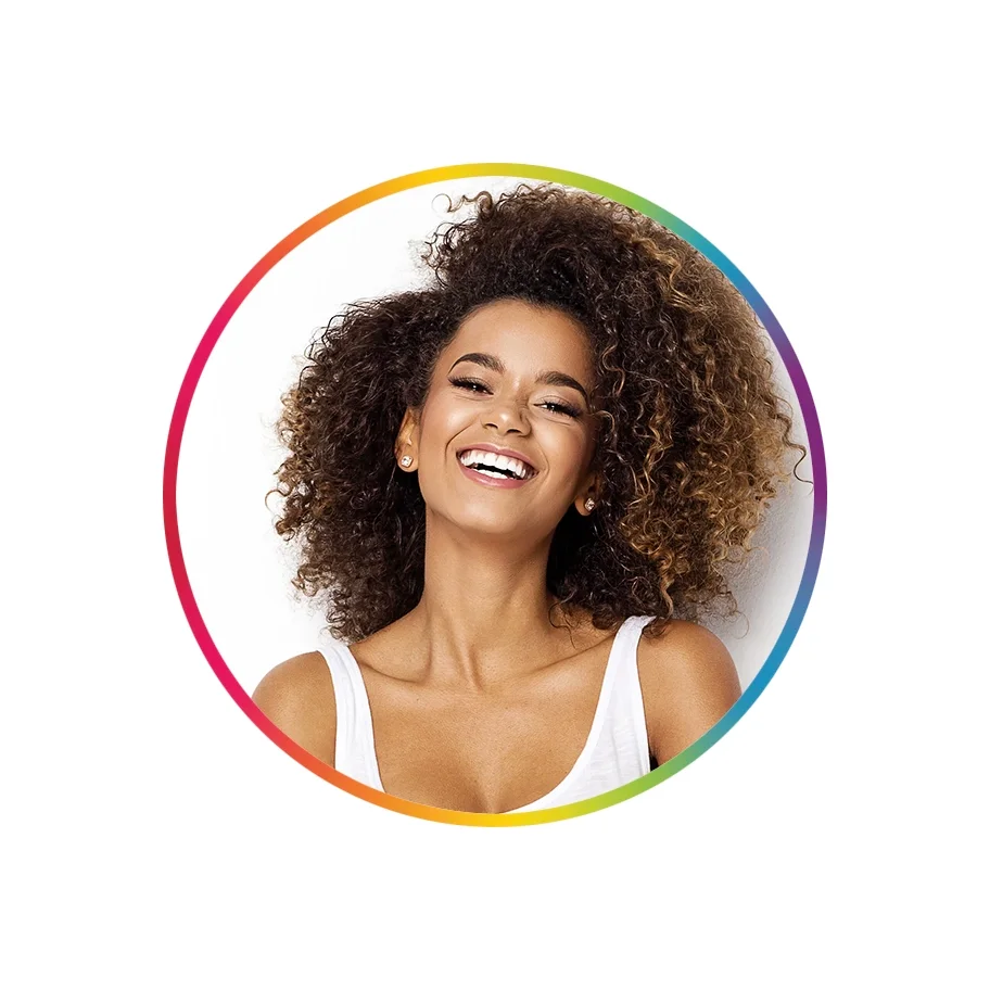  Happy beautiful woman smiling against blank background