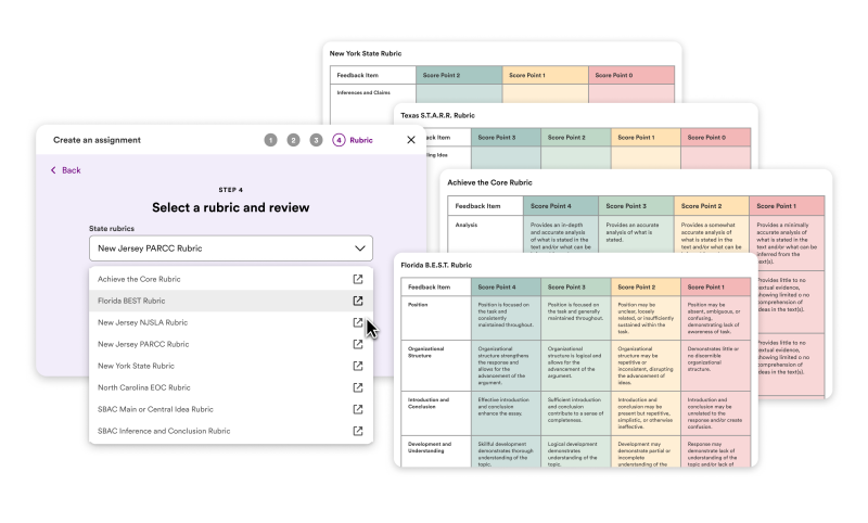 Align Newsela Writing’s guidance to your instructional goals with rubrics that match your state standards.