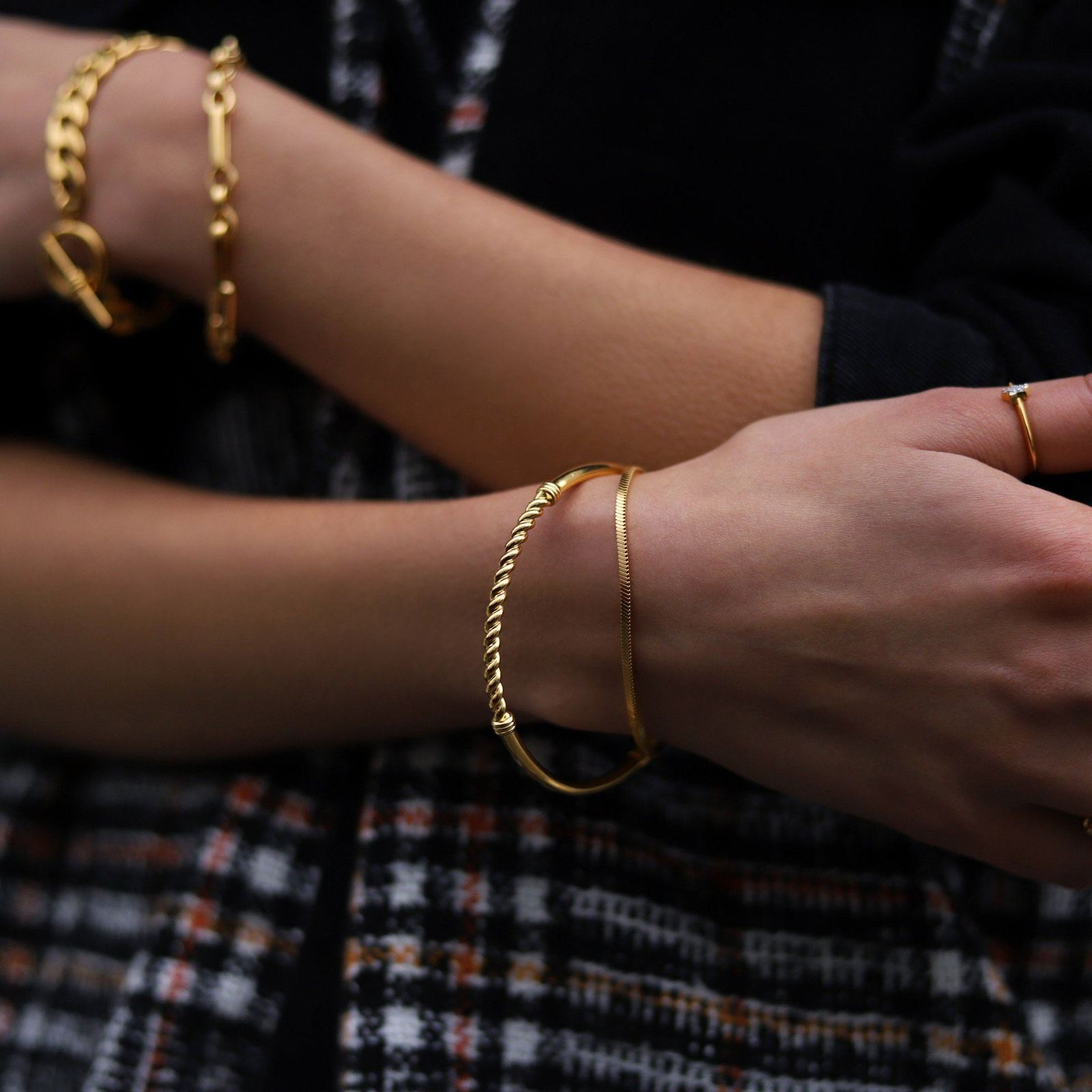 lucy williams gold square snake chain bracelet