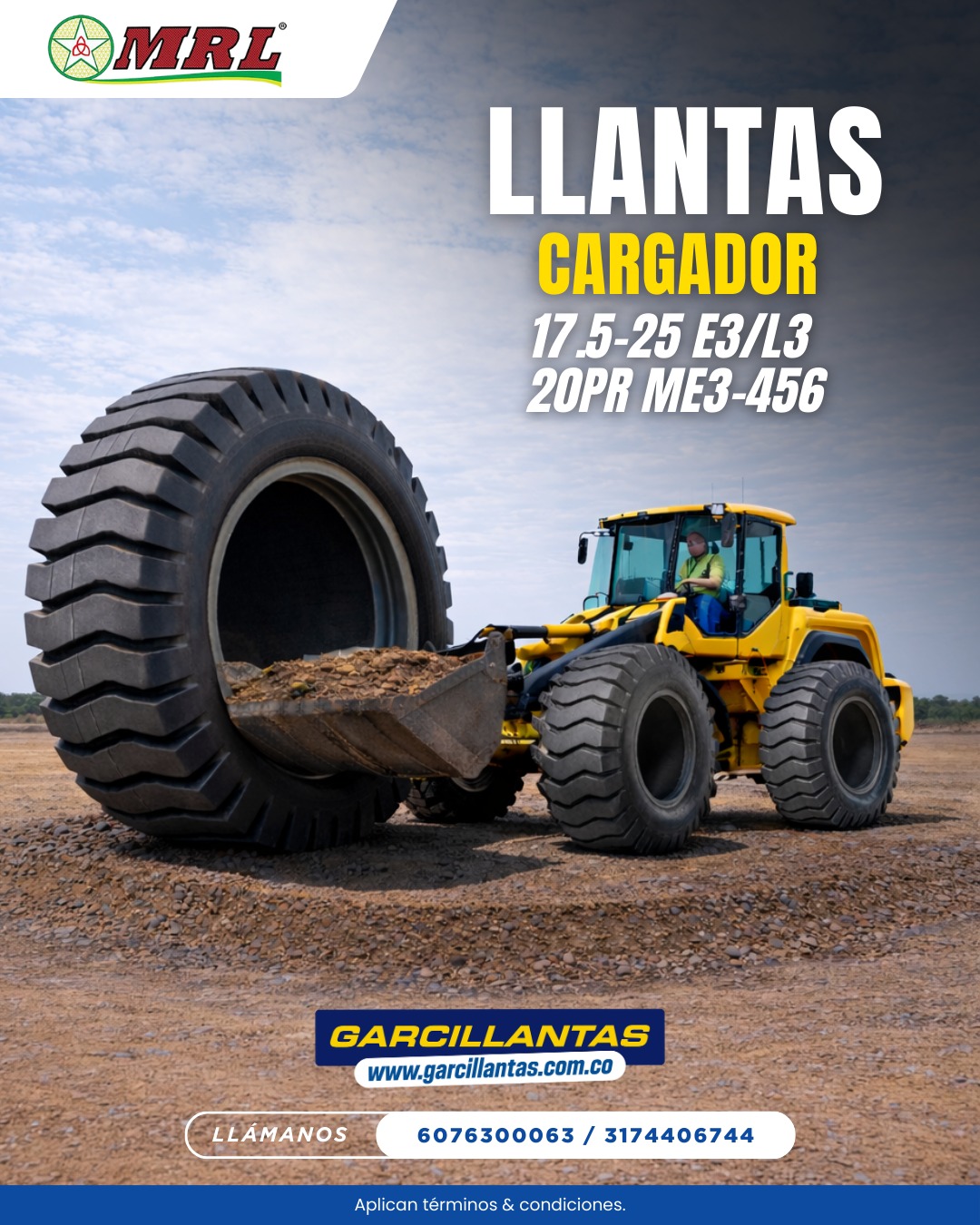 Llantas 17.5-25 E3/L3 20PR para Cargador en Bucaramanga | Máxima Resistencia en Minería y Obra Pesada