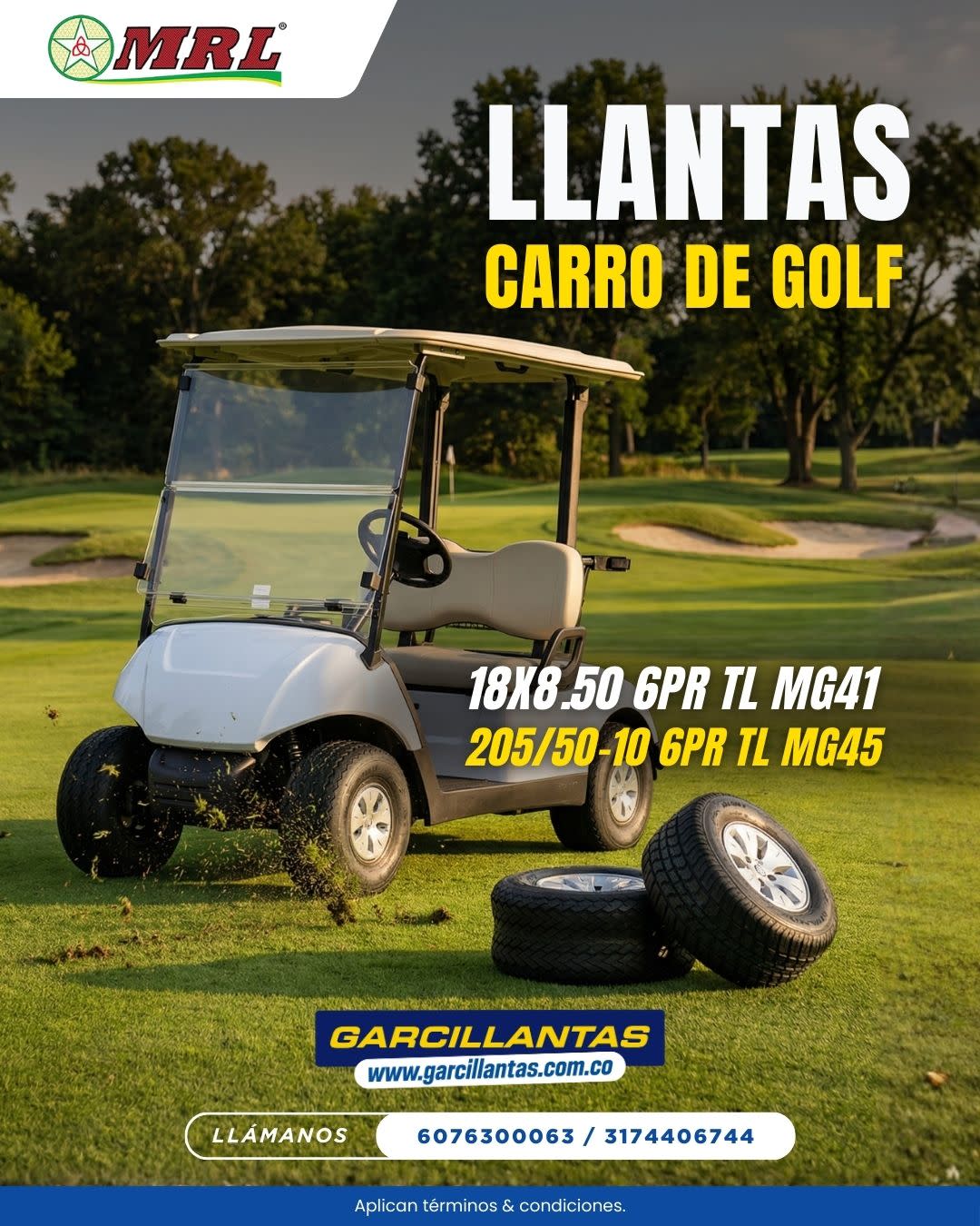 Llantas para Carro de Golf en Bucaramanga 18x8.50 y 205/50-10 MRL | Rodaje Suave y Mayor Durabilidad