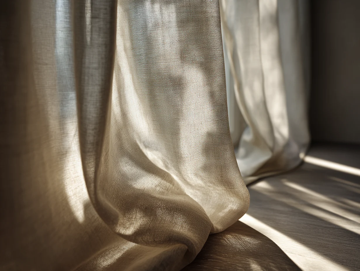 soft minimal curtain sheer light golden sunlight