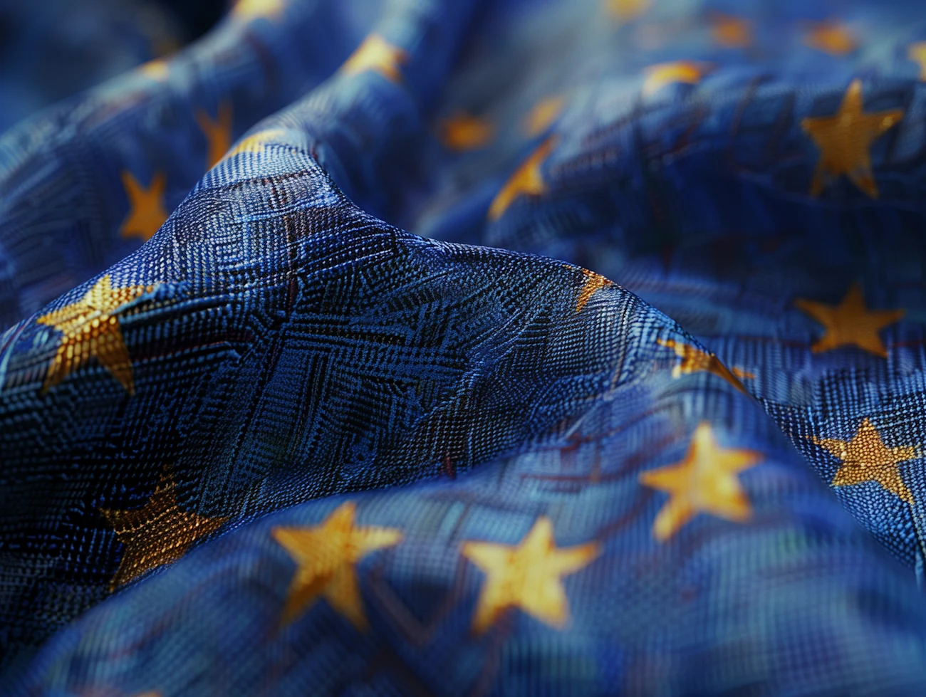  european union blue deal textile close-up realistic 