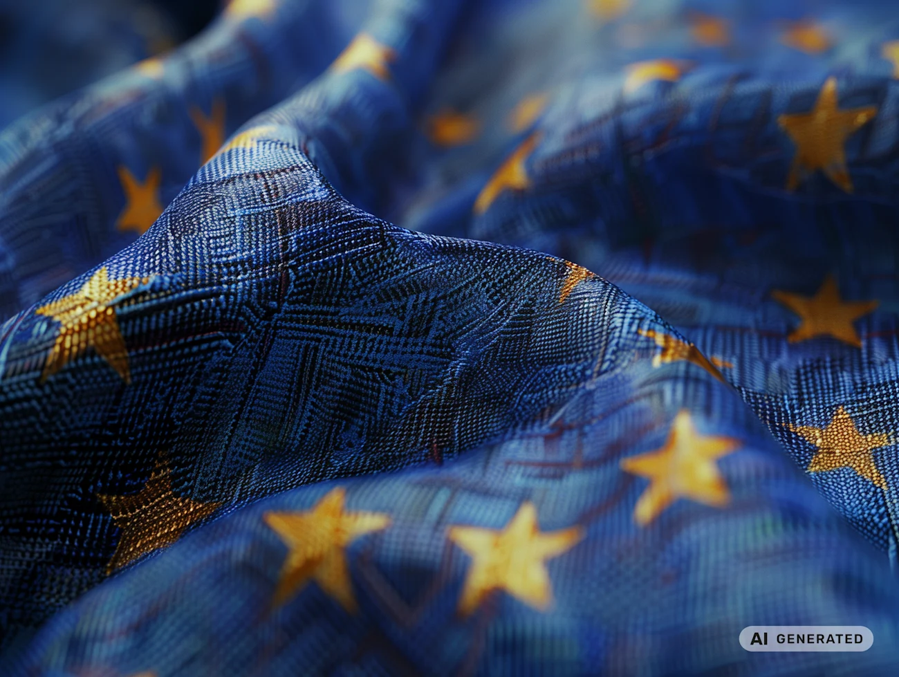  european union blue deal textile close-up realistic 