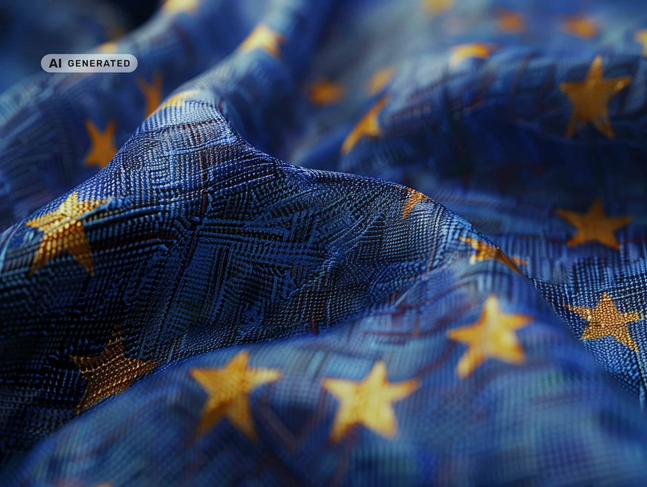  european union blue deal textile close-up realistic 