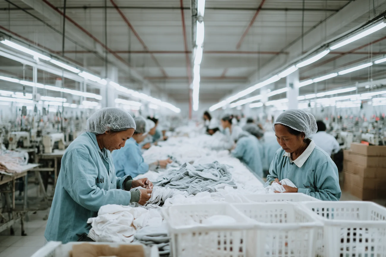 large garment factory products baskets