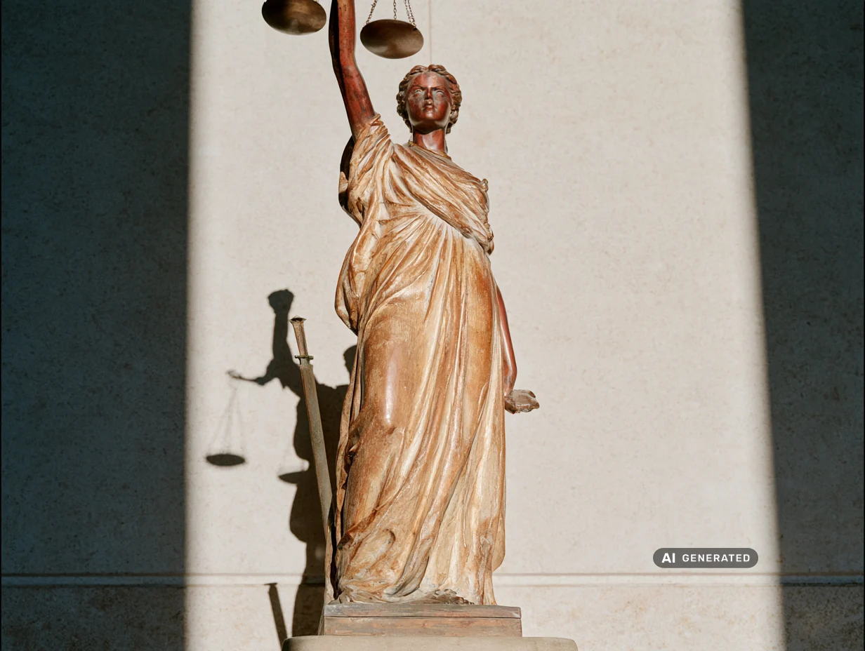bronze statue of Lady Justice dmogt ai generated