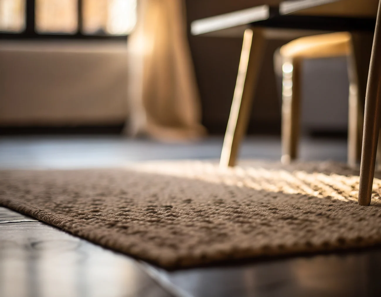 gulvtæppe, sorte bordben, close-up, æstetisk, gylden nuance 97104