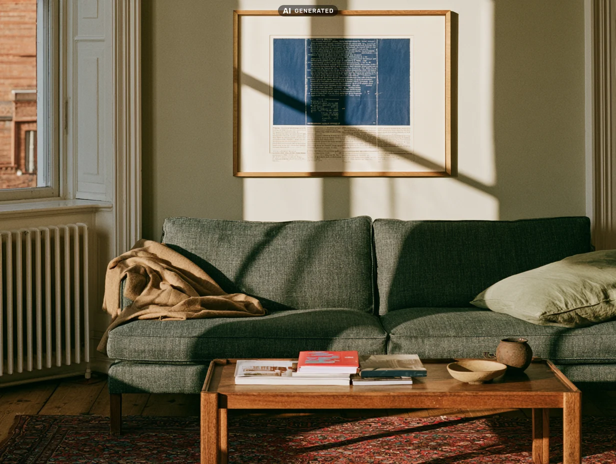 interiør sofa tæpper dmogt ai generated