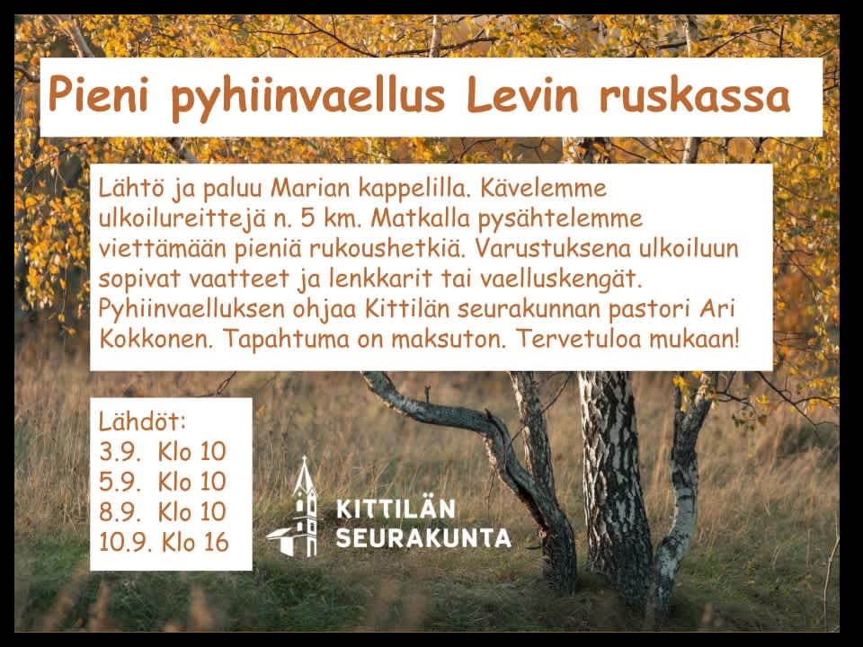 Pyhiinvaellus Levillä 2026