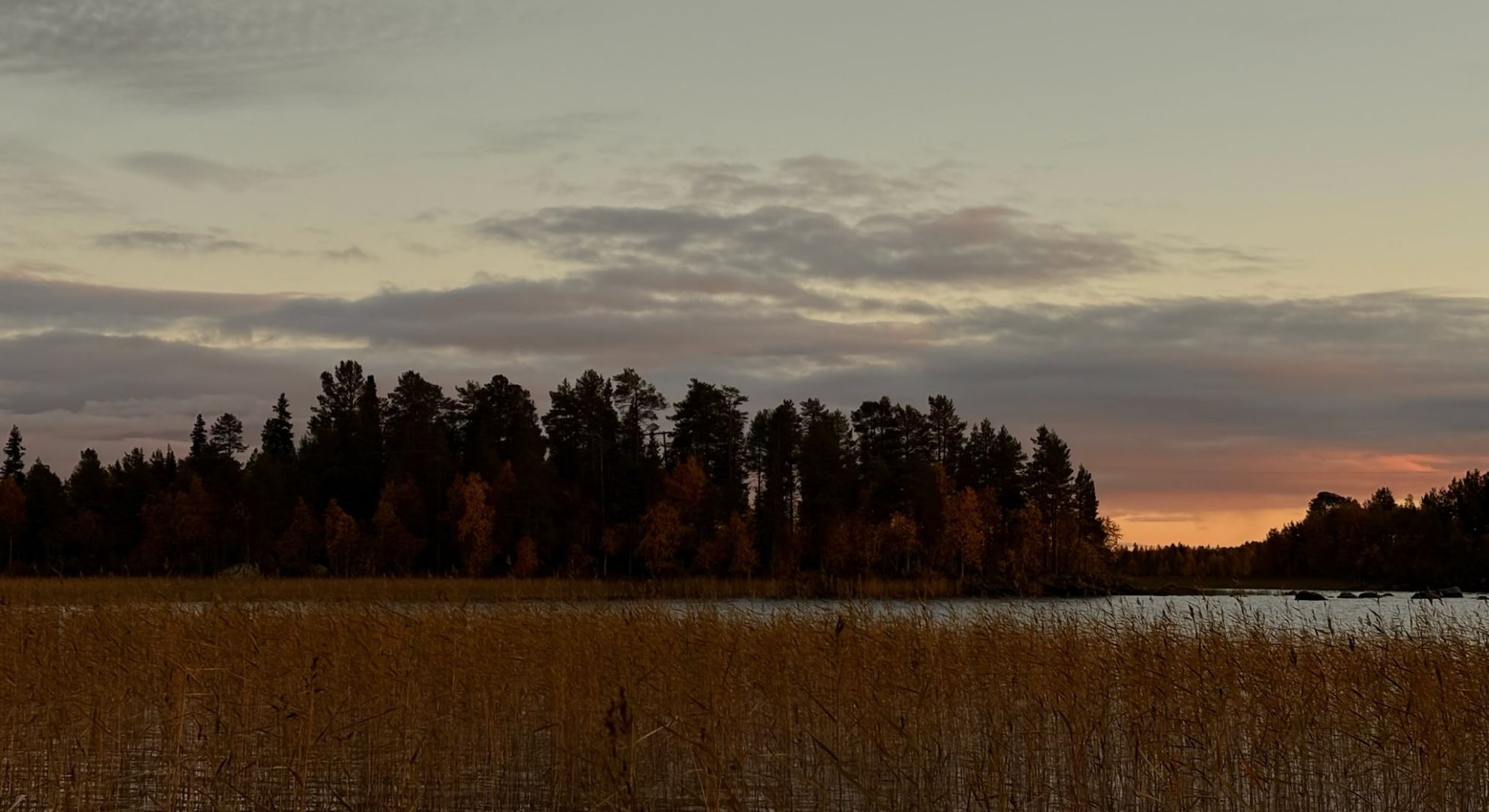 yö järven rannalla