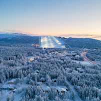 Levi keskusta kylä drone talvi ilmakuva