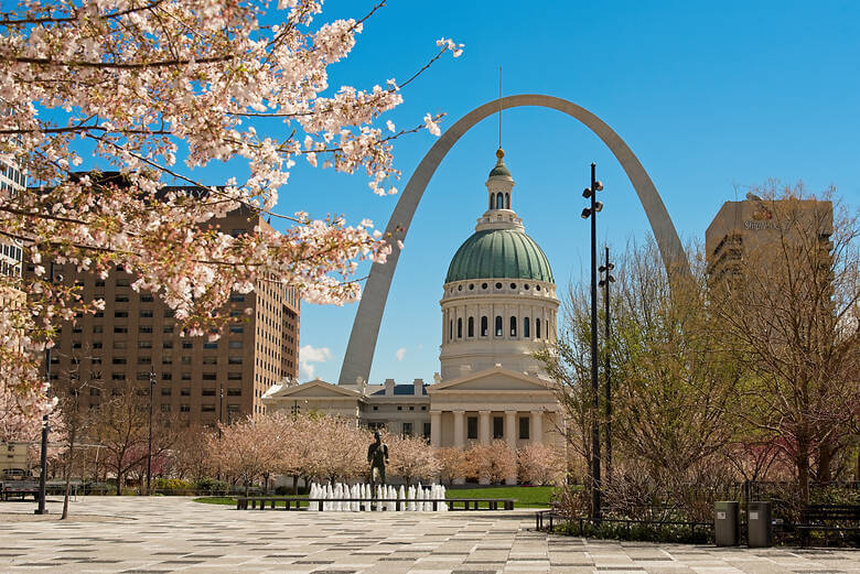 Downtown in St. Louis im Frühling