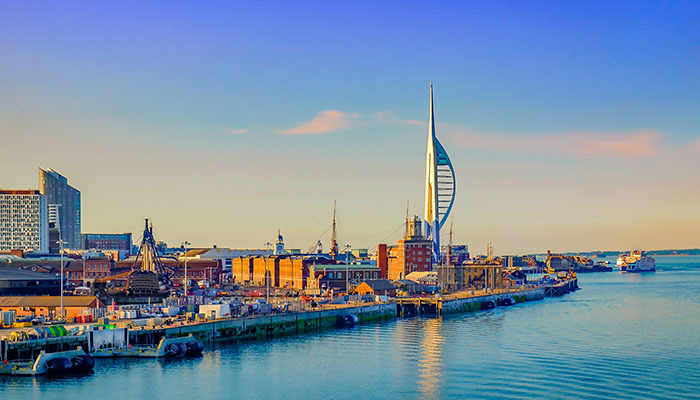 Portsmouth harbour in Portsmouth, England