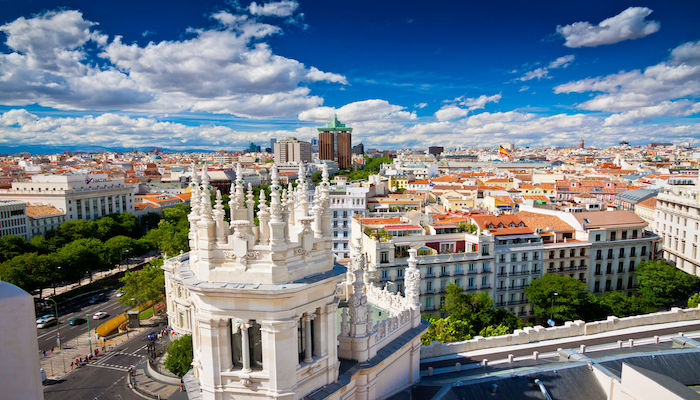 Aerial view of the city Madrid, Spain