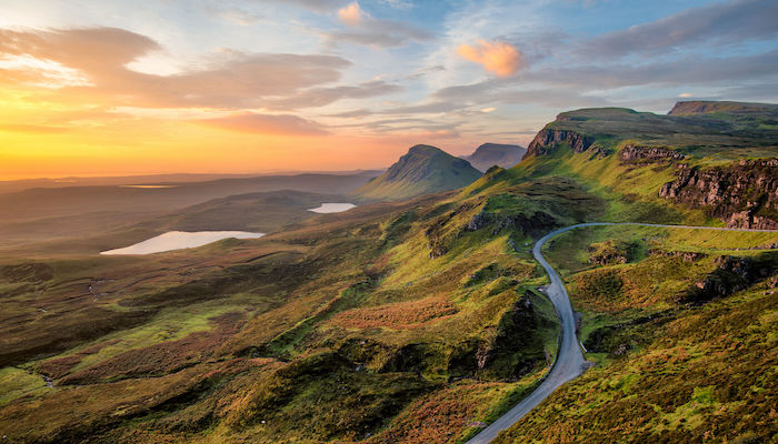 Landscape in Scotland with sunset