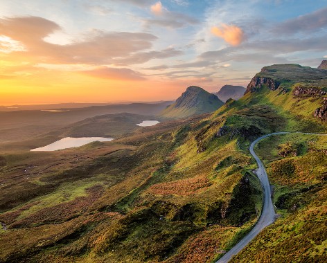 Landscape in Schottland mit Sonnenuntergang