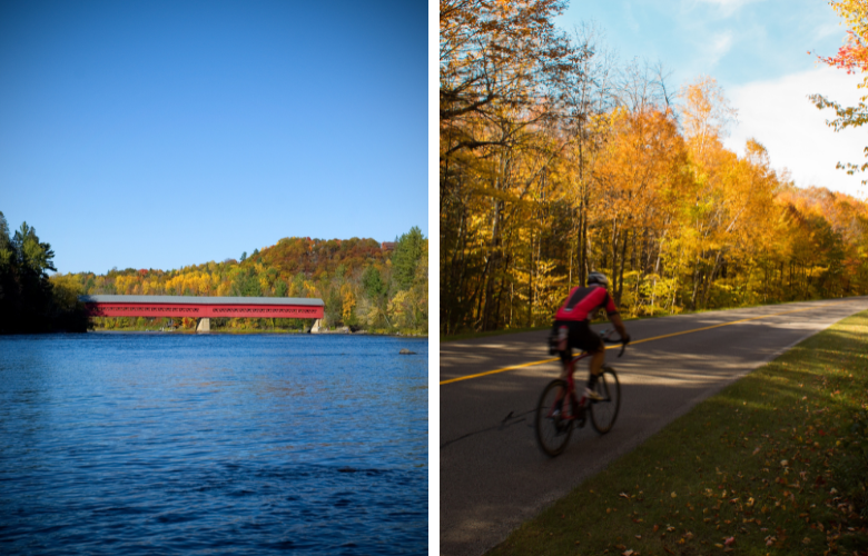 Fahrradtour im Herbst im Gatineau Park in Kanada