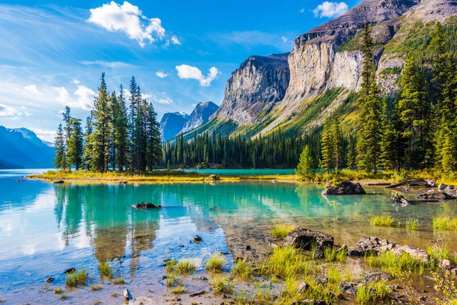 Isla Spirit, Lago Maligne, Parque Nacional de Jasper, Alberta, Canadá