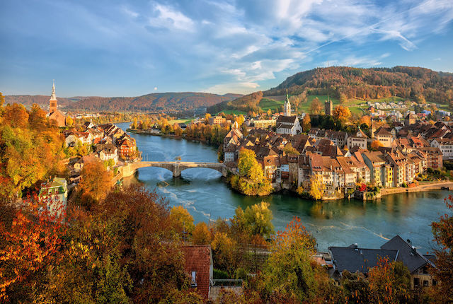 Laufenburg Alte Stadt am Rhein bei Basel, Schweiz