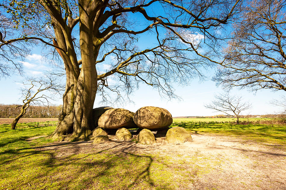 Activiteiten in Drenthe: hunebedden in het Drentse landschap.