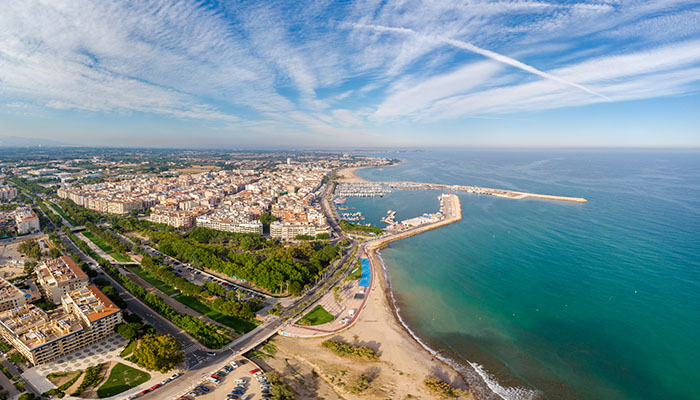 Vista del litoral Cambrils, Costa Dourada, Cataluña, España