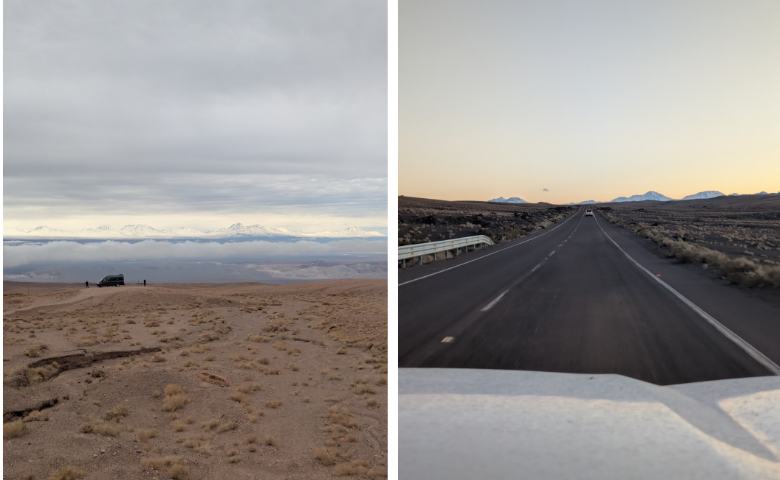 Camping in der Atacama-Wüste am Abend und Morgen
