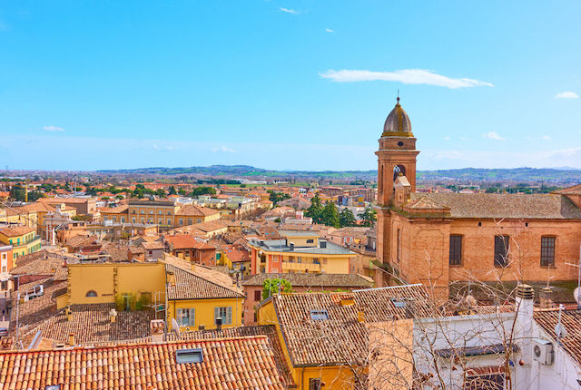 Small italian town Santarcangelo di Romagna near Rimini, Italy