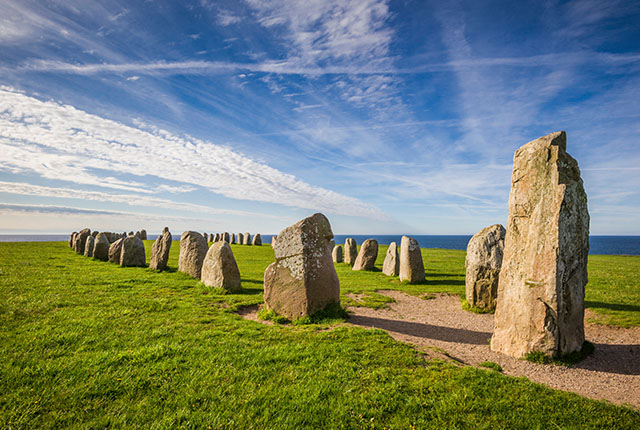 Southern Sweden, Kaseberga, Ales Stenar, Ale's Stones, early people's ritual site