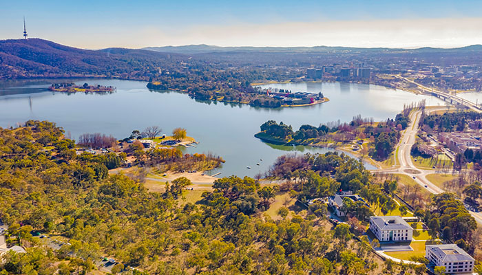 Panorama view of Canberra, the capital city of Australia