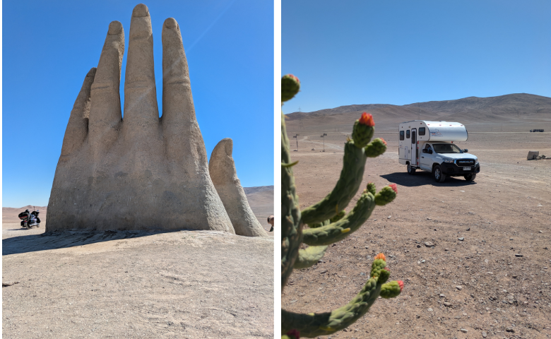 Skulptur-Hand Mano del Desierto in der Wüste von Chile